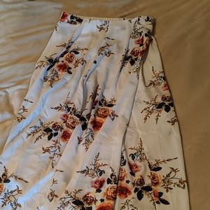 Side slit floral wide leg Pants
